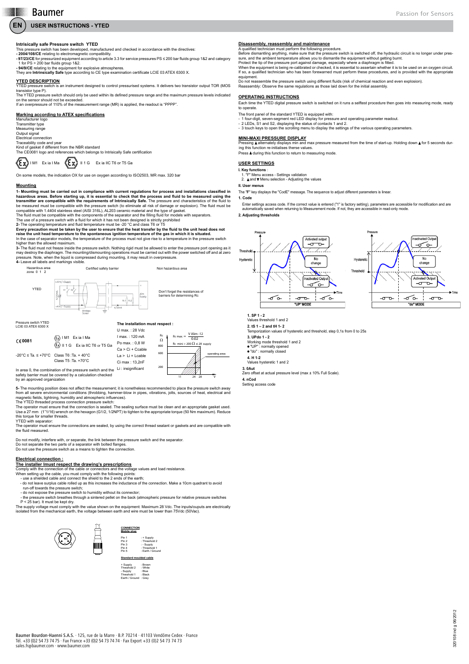 User instructions - yted | Baumer YTED User Manual | Page 2 / 4