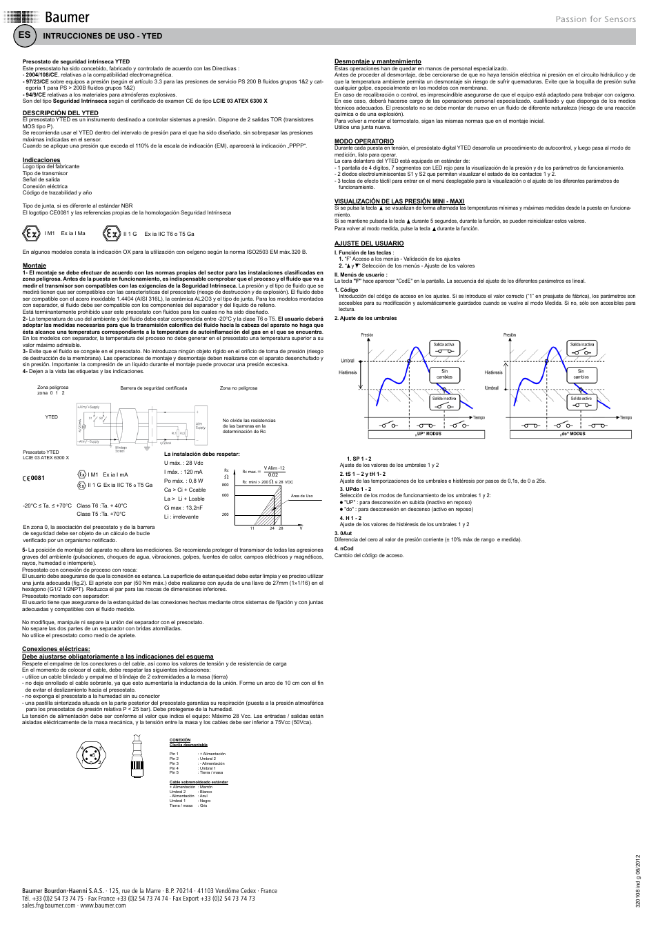 Intrucciones de uso - yted | Baumer YTED User Manual | Page 4 / 4