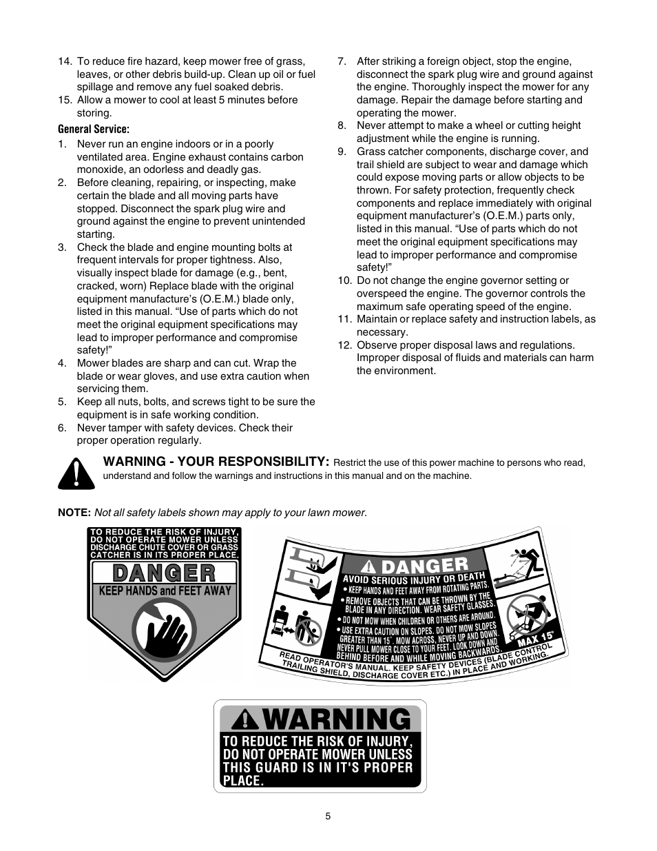 Bolens Series 544 User Manual | Page 5 / 20