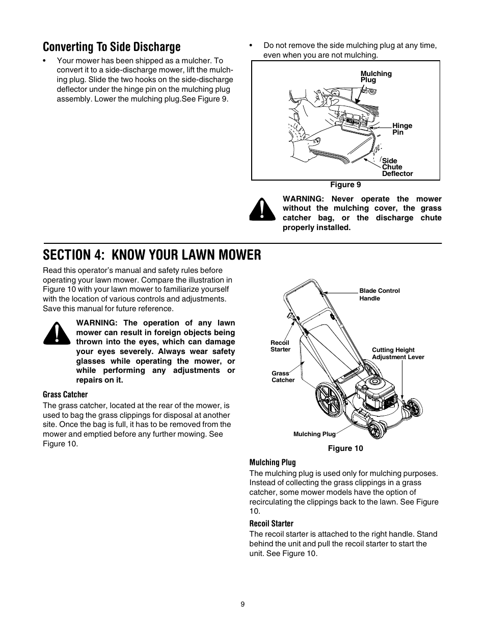 Converting to side discharge | Bolens Series 544 User Manual | Page 9 / 20