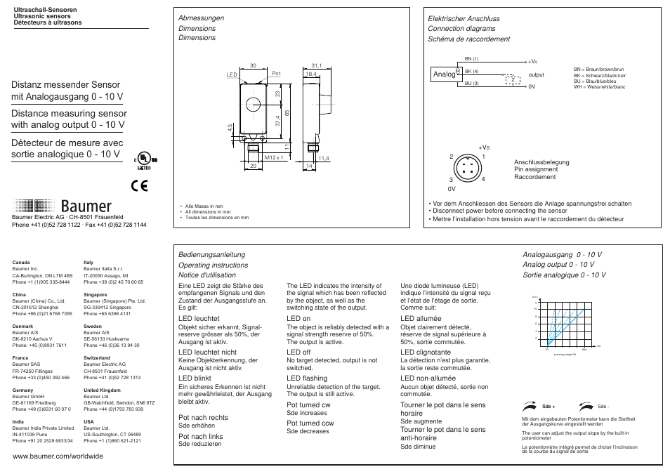 Baumer UNDK 30U9112/S14 User Manual | 2 pages