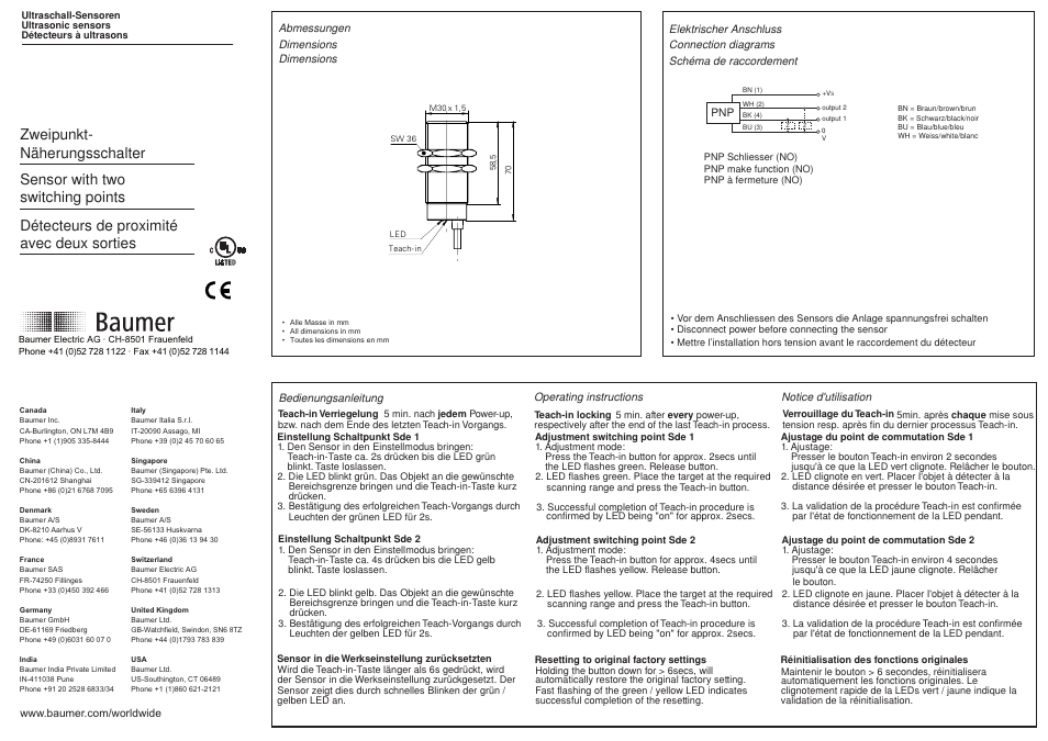 Baumer UZAM 30P6103 User Manual | 2 pages