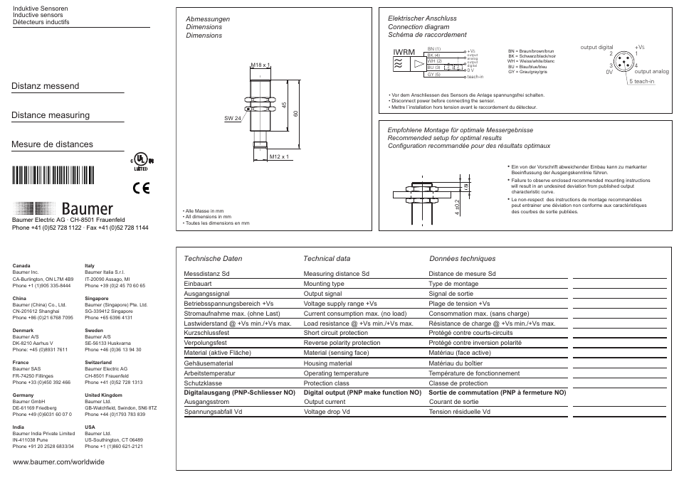 Baumer IWRM 18Z8704/S14C User Manual | 2 pages