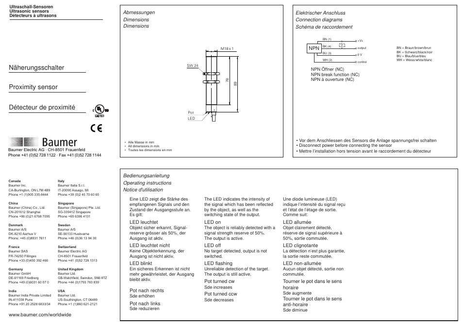 Baumer UNAM 18N3703 User Manual | 2 pages