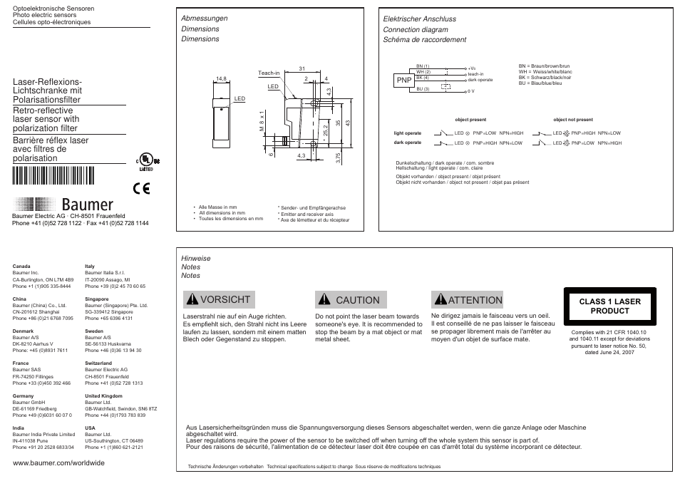 Baumer OPDK 14P3903/S35A User Manual | 2 pages