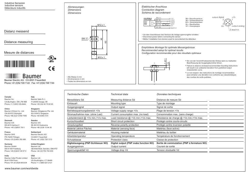 Baumer IWRM 12Z8704/S14C User Manual | 2 pages