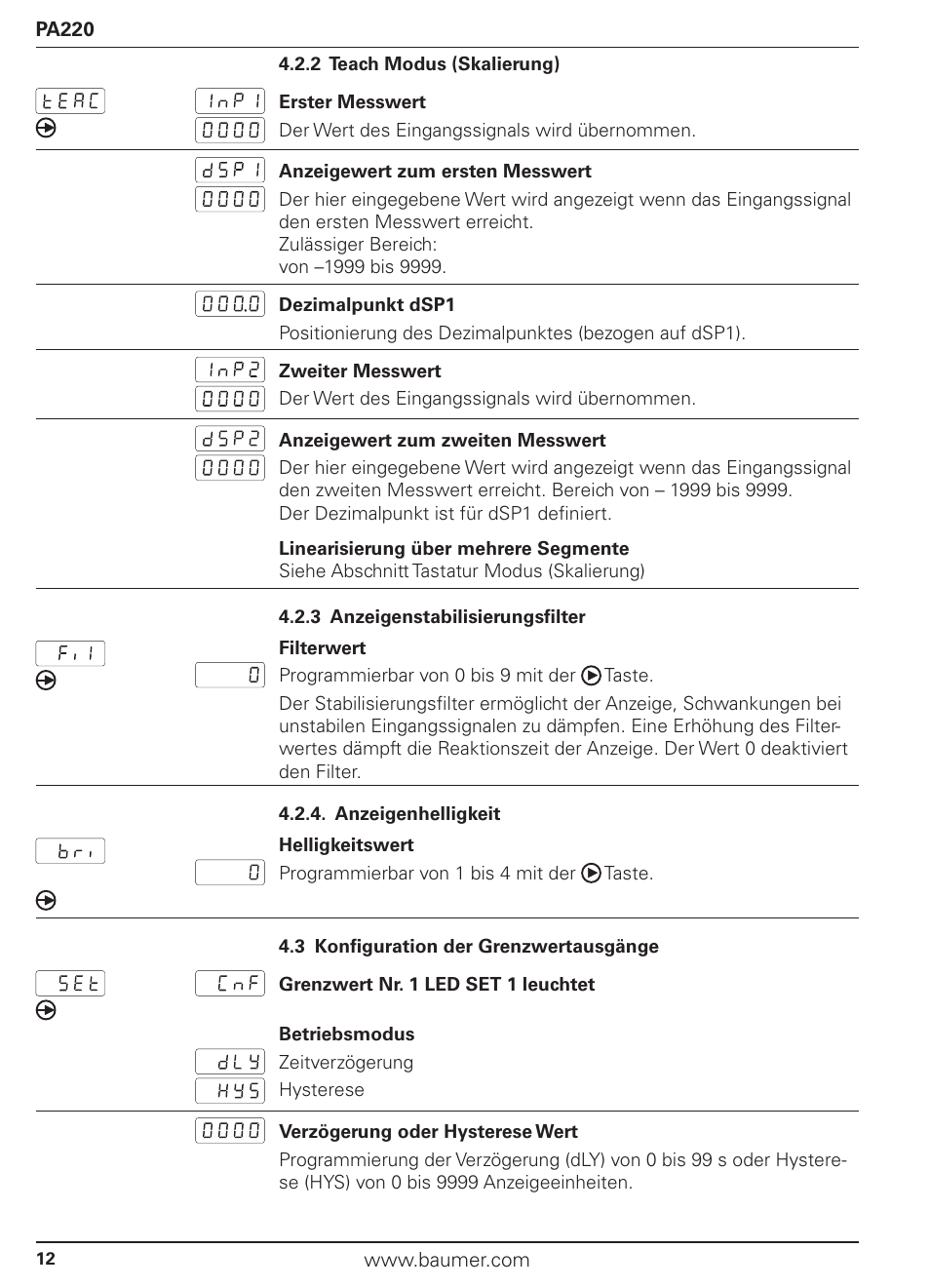 Baumer PA220 User Manual | Page 12 / 53