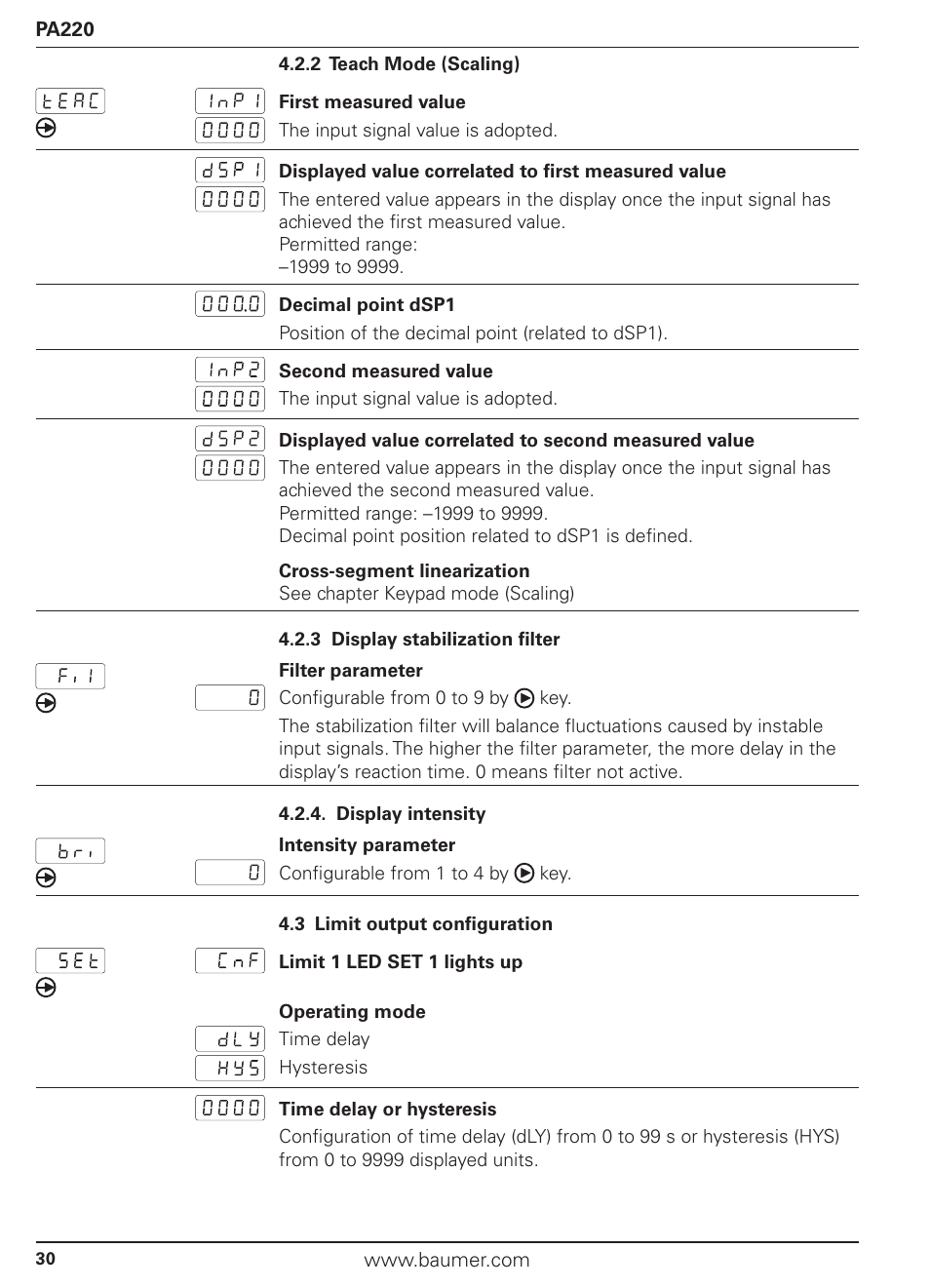 Baumer PA220 User Manual | Page 30 / 53