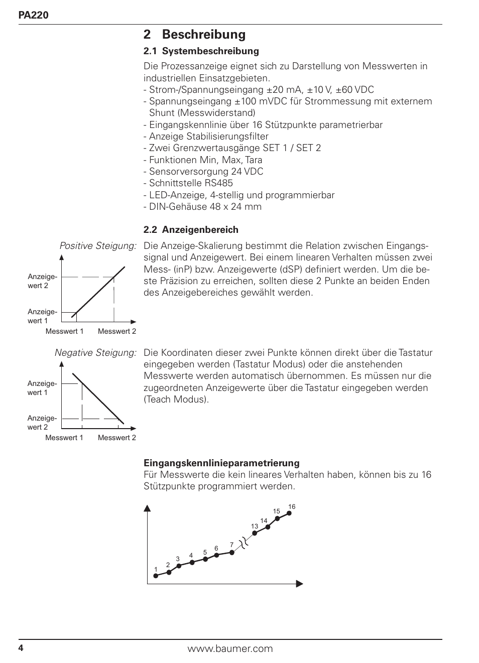 2 beschreibung | Baumer PA220 User Manual | Page 4 / 53