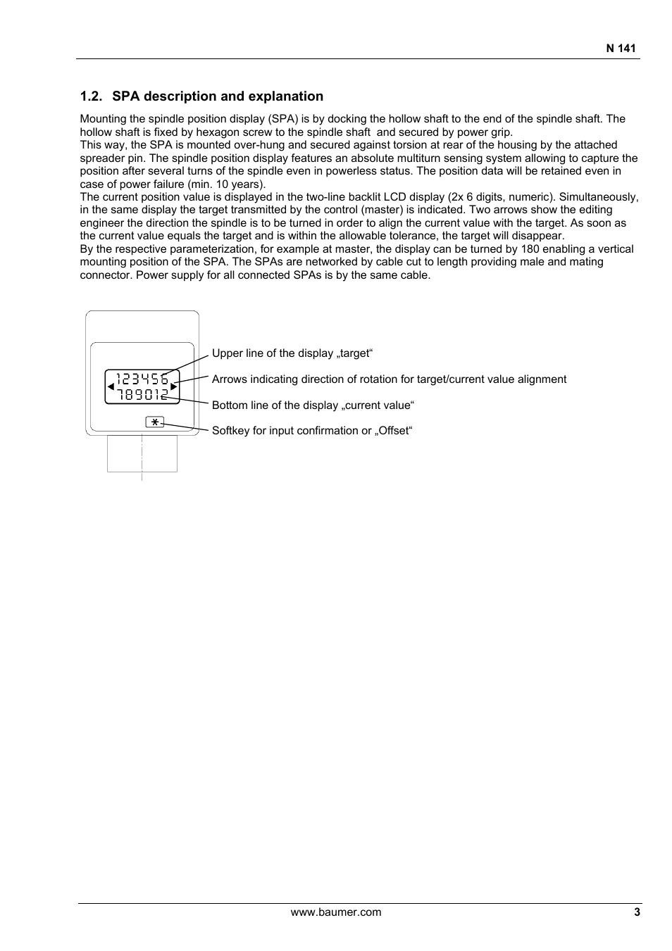Spa description and explanation | Baumer N 141 User Manual | Page 3 / 22