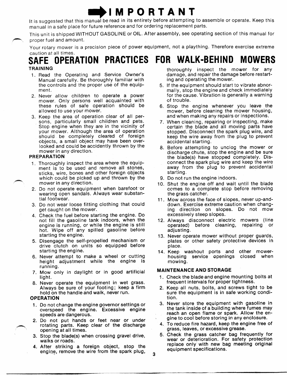 Safe operation practices for walk-behind mowers | Bolens 118-620A User Manual | Page 3 / 12