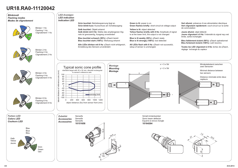 Typical sonic cone profile | Baumer UR18.RA0-GP1B.7BO User Manual | Page 3 / 4