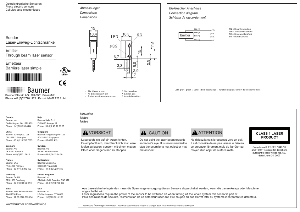 Baumer OSDK 10D9005 User Manual | 2 pages