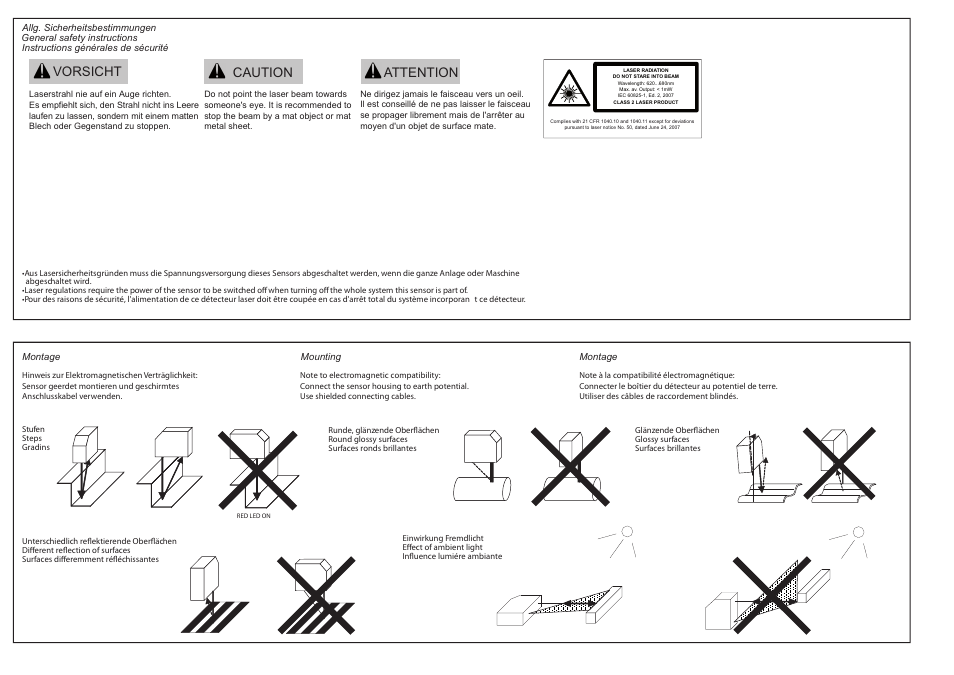 Vorsicht caution attention | Baumer OADR 20I6485/S14F User Manual | Page 2 / 4