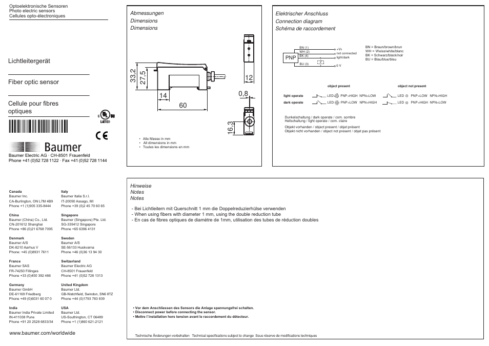 Baumer FVDK 12P6101 User Manual | 2 pages