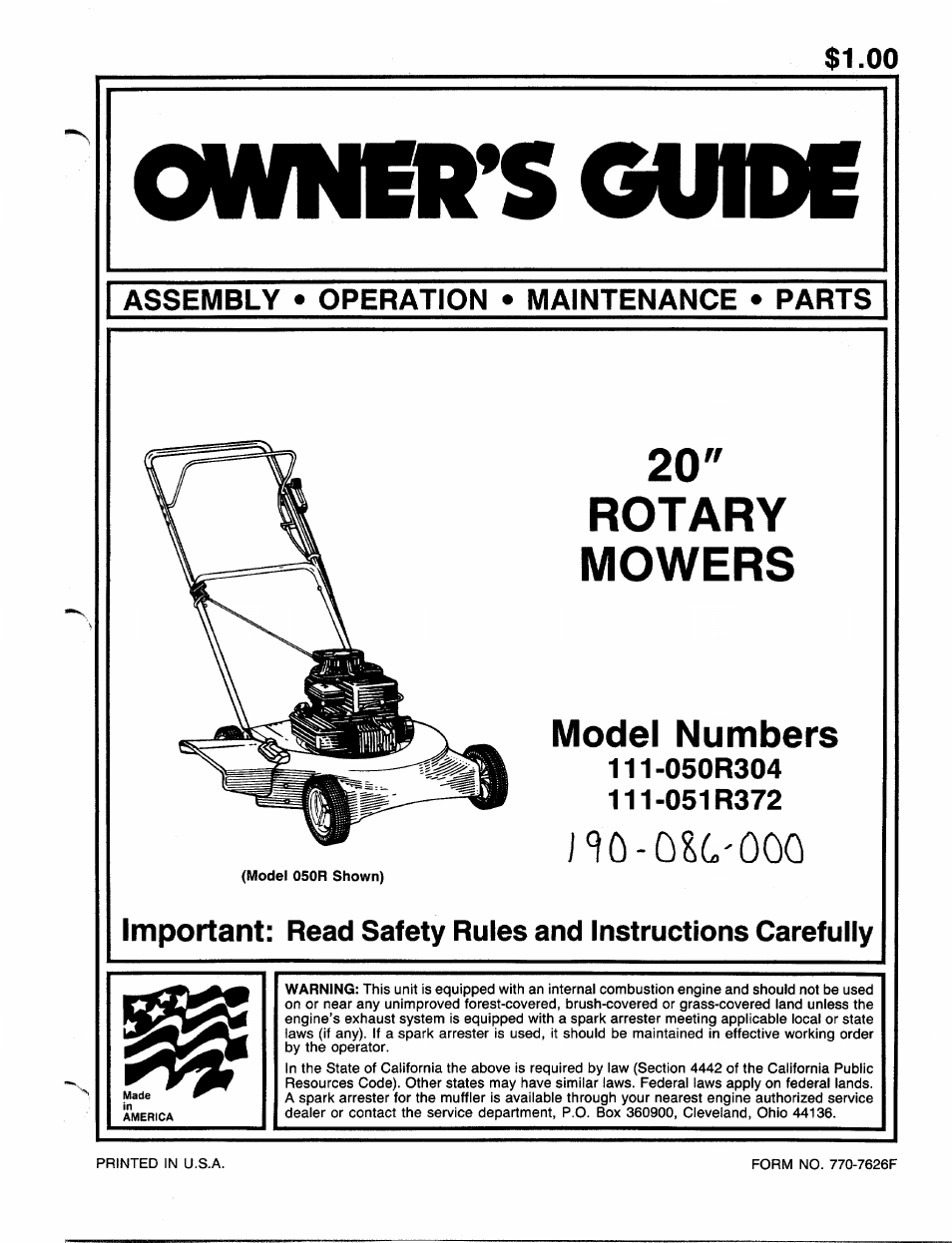 Bolens 111-051R372 User Manual | 16 pages