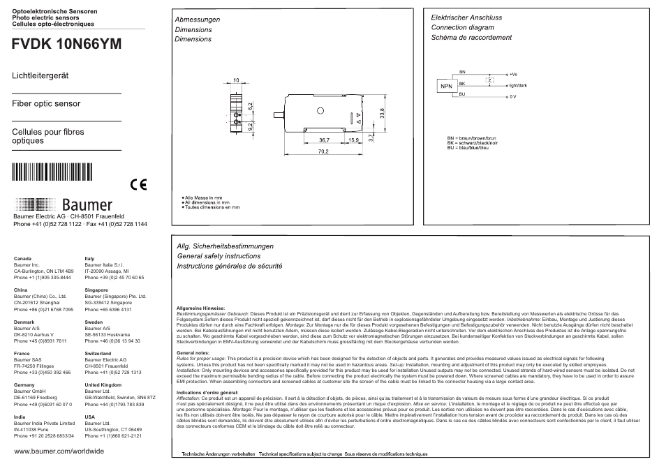 Baumer FVDK 10N66YM User Manual | 8 pages