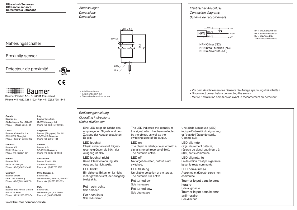 Baumer UNAM 30N3104 User Manual | 2 pages