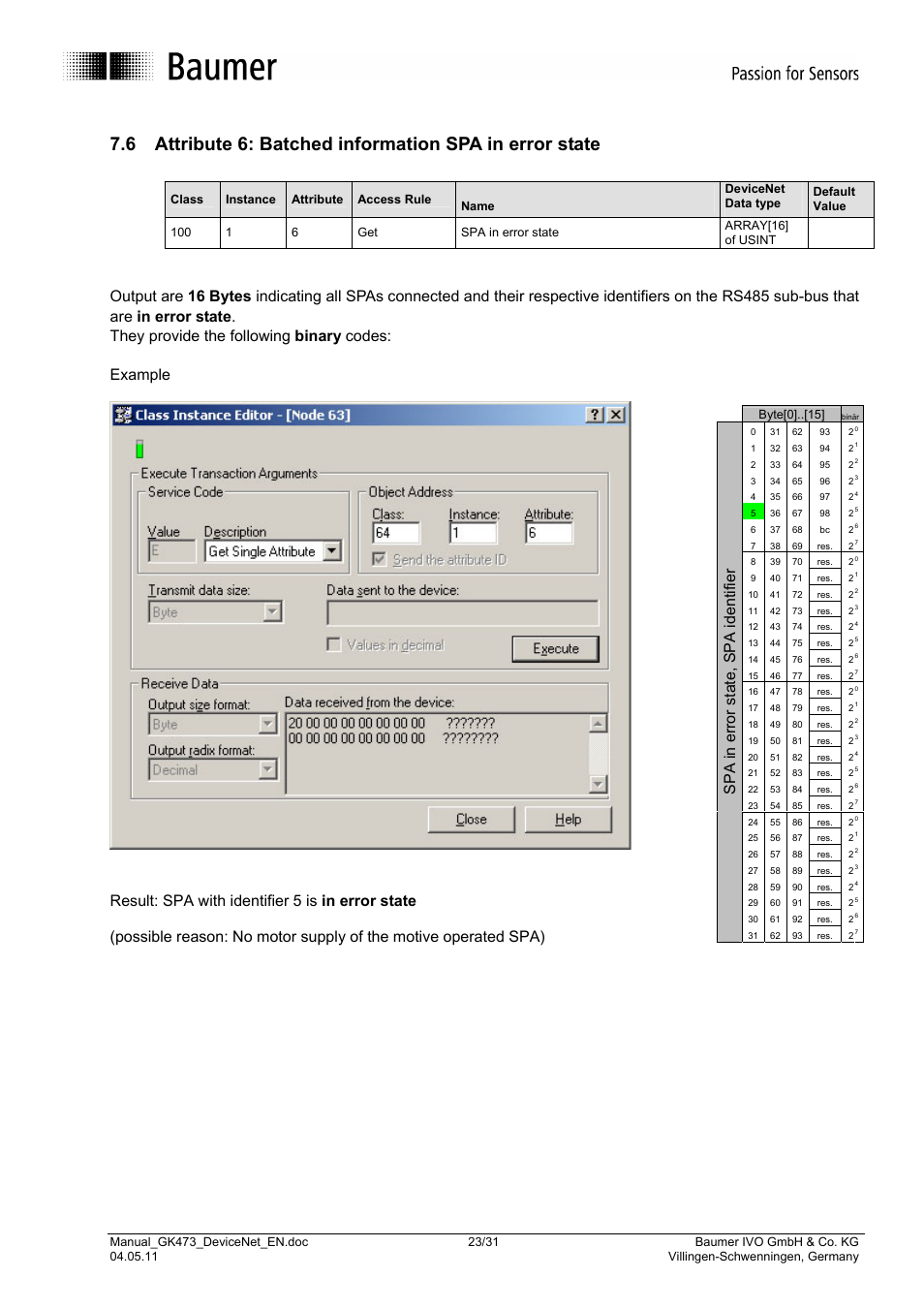 Spa in error state, spa identifier | Baumer GK473 User Manual | Page 23 / 31