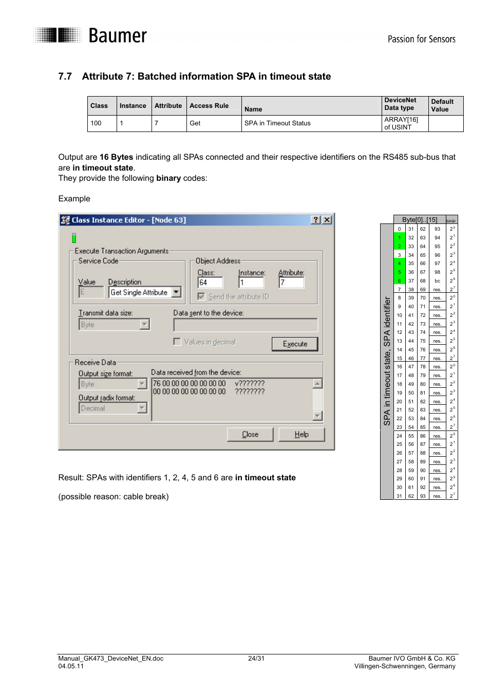 Spa in timeout state, spa identifier | Baumer GK473 User Manual | Page 24 / 31