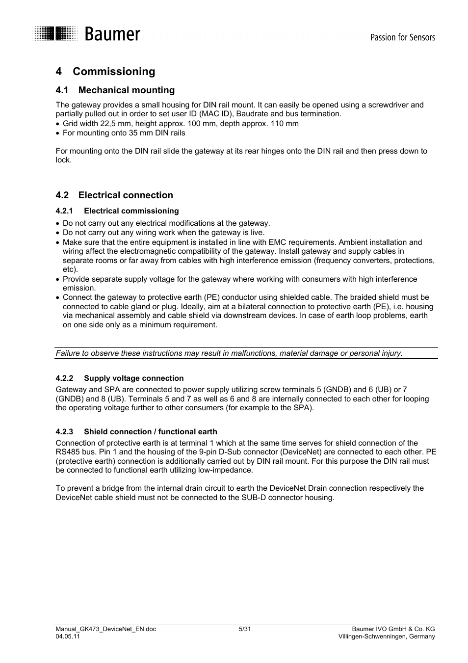 4 commissioning | Baumer GK473 User Manual | Page 5 / 31