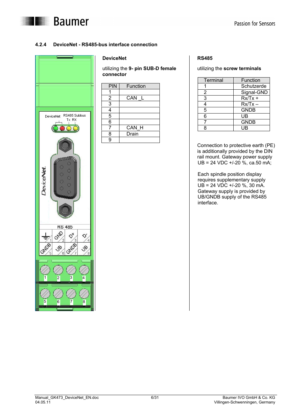 Baumer GK473 User Manual | Page 6 / 31