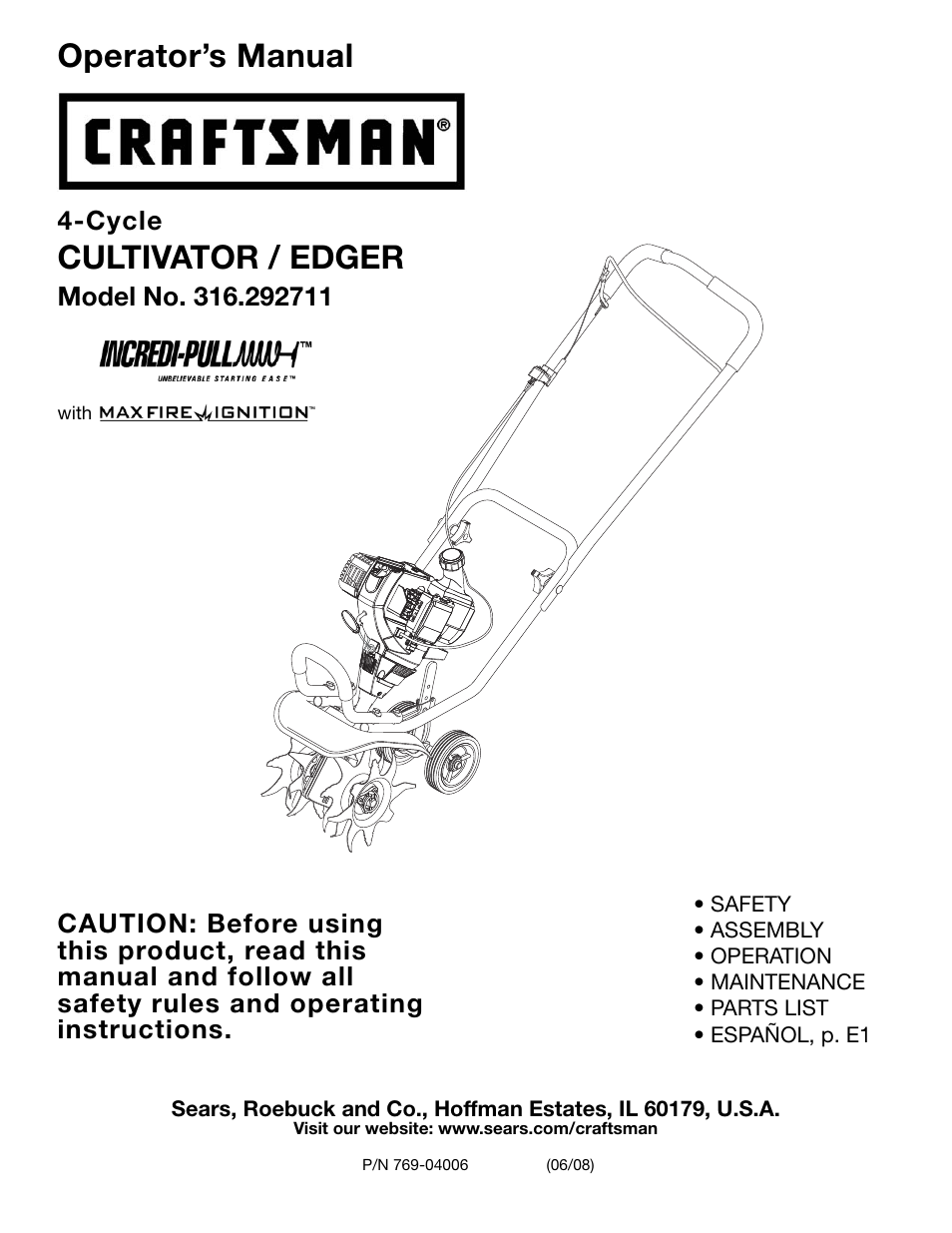 Craftsman 316.292711 User Manual | 48 pages