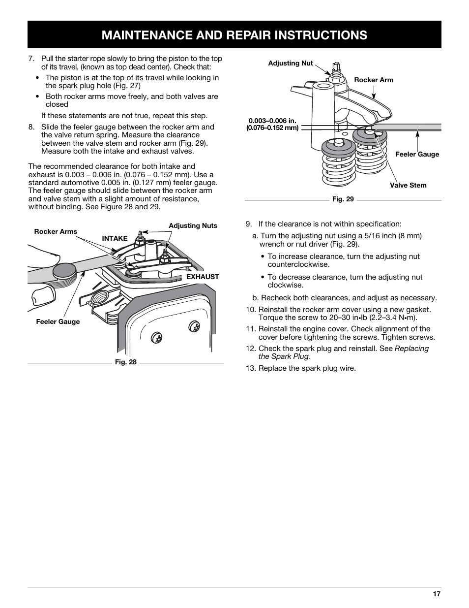 Maintenance and repair instructions | Craftsman 316.292711 User Manual | Page 17 / 48