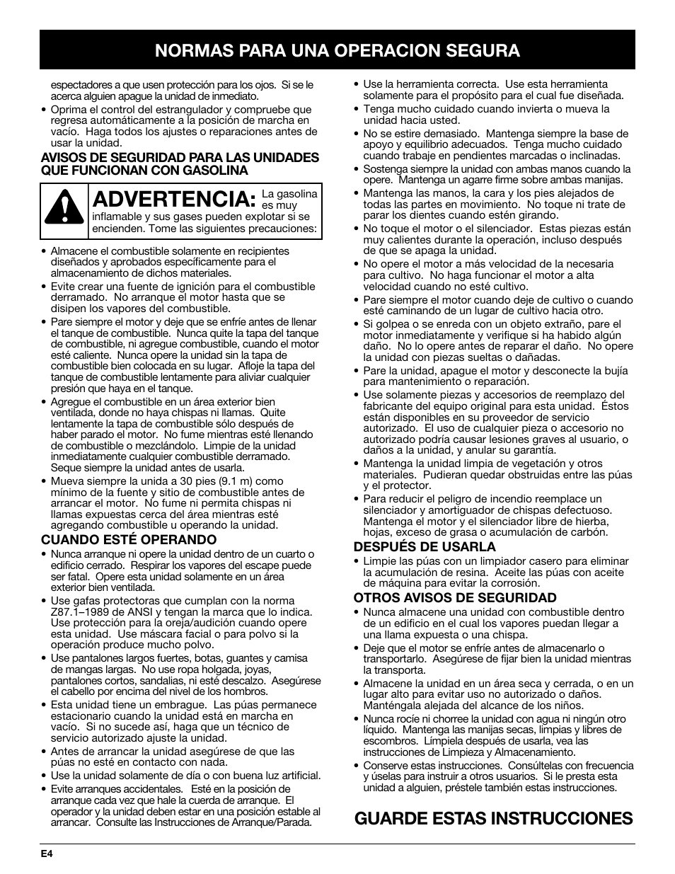 Advertencia | Craftsman 316.292711 User Manual | Page 26 / 48