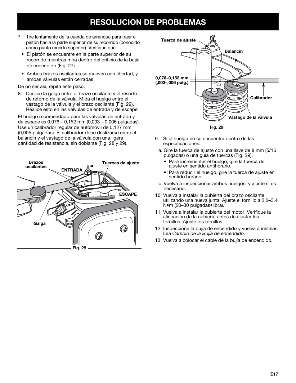 Resolucion de problemas | Craftsman 316.292711 User Manual | Page 39 / 48