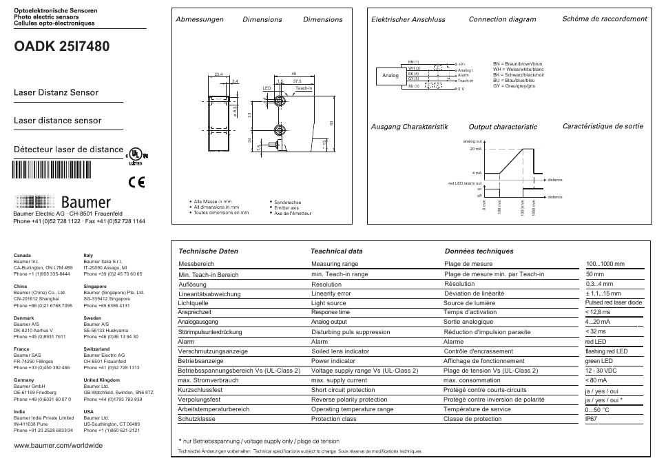 Baumer OADK 25I7480 User Manual | 5 pages