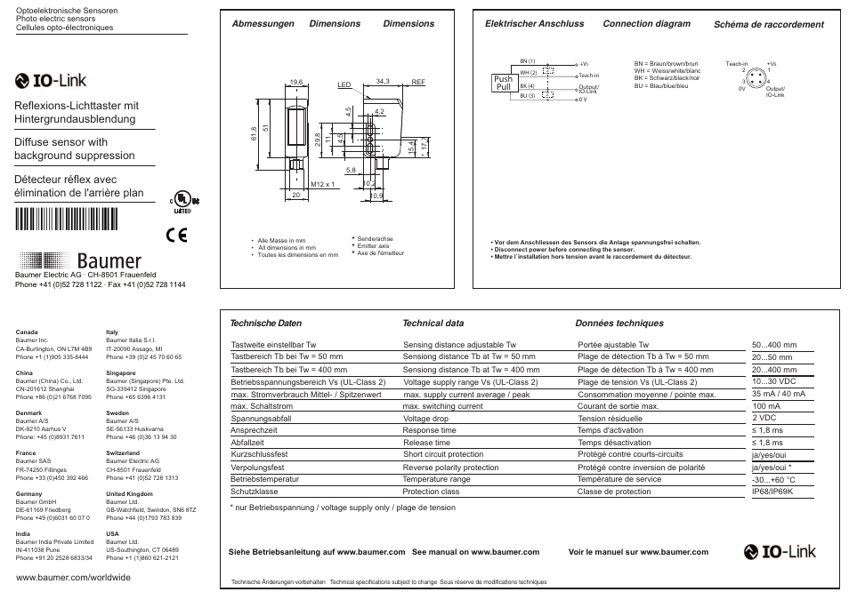 Baumer FHDR 14G6901/S14/IO User Manual | 2 pages