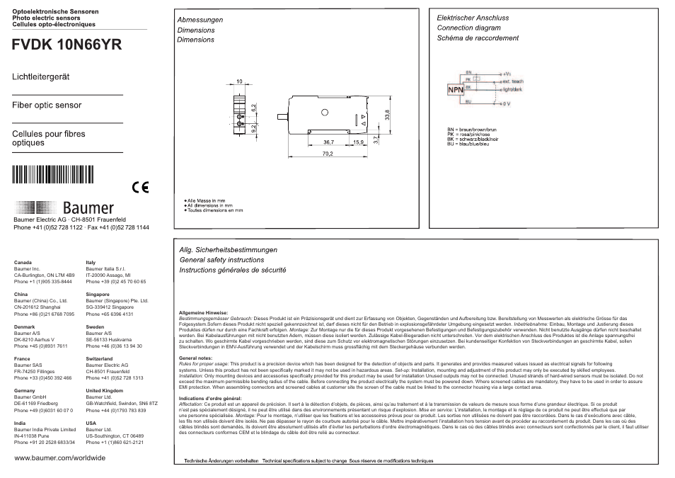 Baumer FVDK 10N66YR User Manual | 8 pages