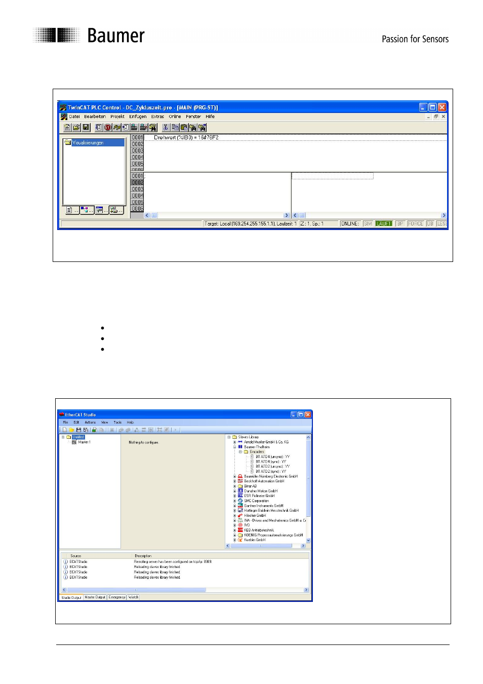 8 system set up with cat studio.net software, 1 frame synchronous mode, System set up with cat studio.net software | Rame, Ynchronous | Baumer ATD User Manual | Page 38 / 42