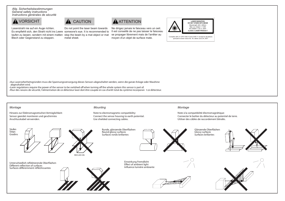 Vorsicht caution attention | Baumer OADM 20U2441/S14C User Manual | Page 2 / 4