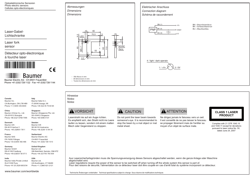 Baumer OGUM 080P8001/S35L User Manual | 2 pages