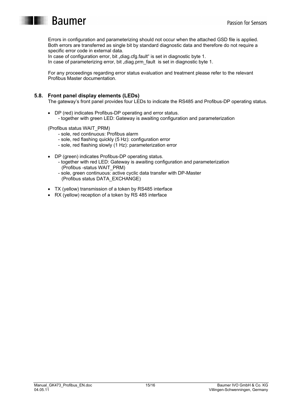 Baumer GK473 User Manual | Page 15 / 16