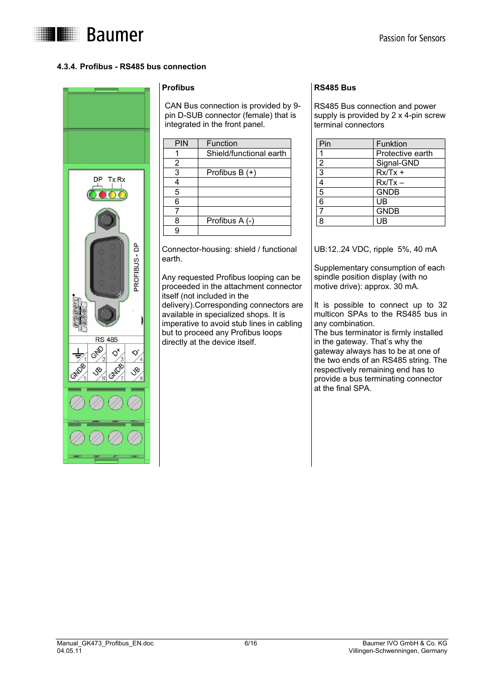 Baumer GK473 User Manual | Page 6 / 16