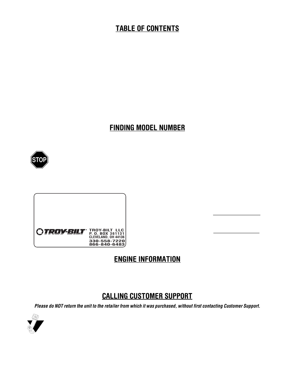 Troy-Bilt Models 521 User Manual | Page 2 / 16
