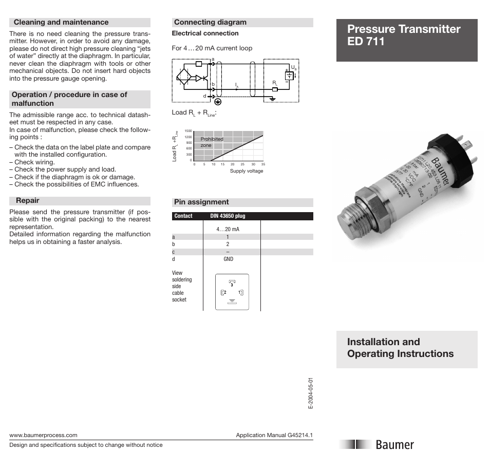 Baumer ED711 User Manual | 2 pages