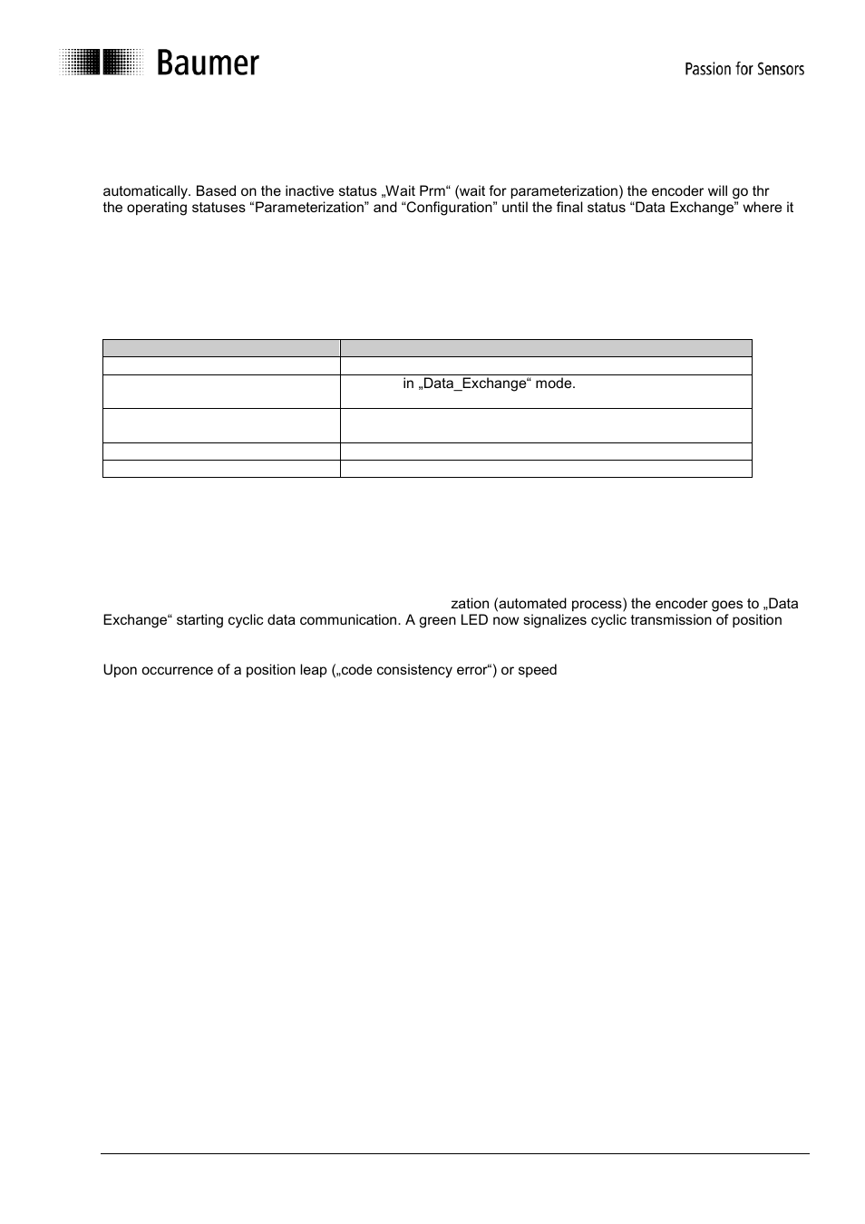 Profibus operation, Master class 1 (parameterization master), Status indicator (multi-colour led) | Baumer GE-GB-GXxxx User Manual | Page 17 / 41