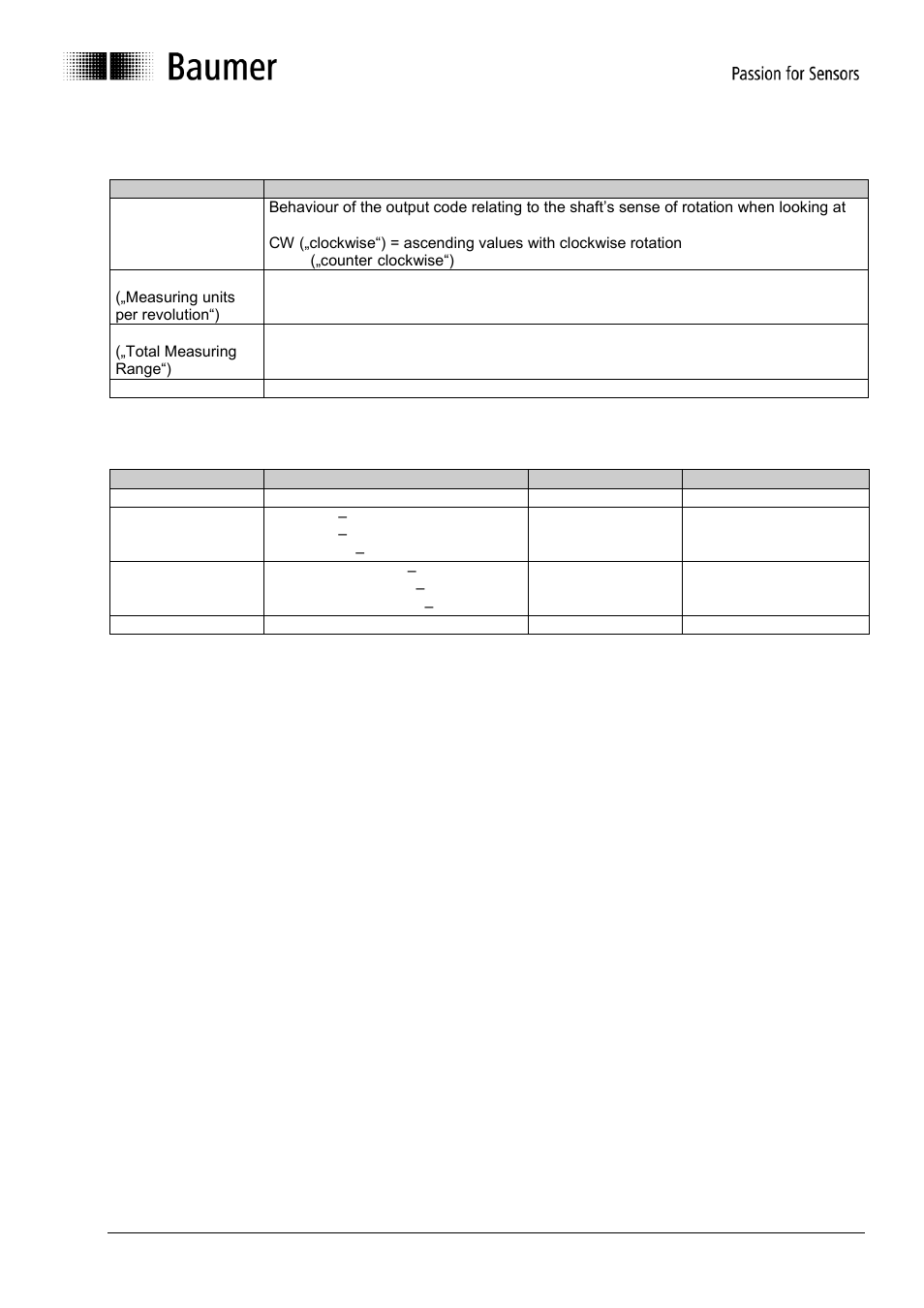 Encoder operating paramters | Baumer GE-GB-GXxxx User Manual | Page 34 / 41