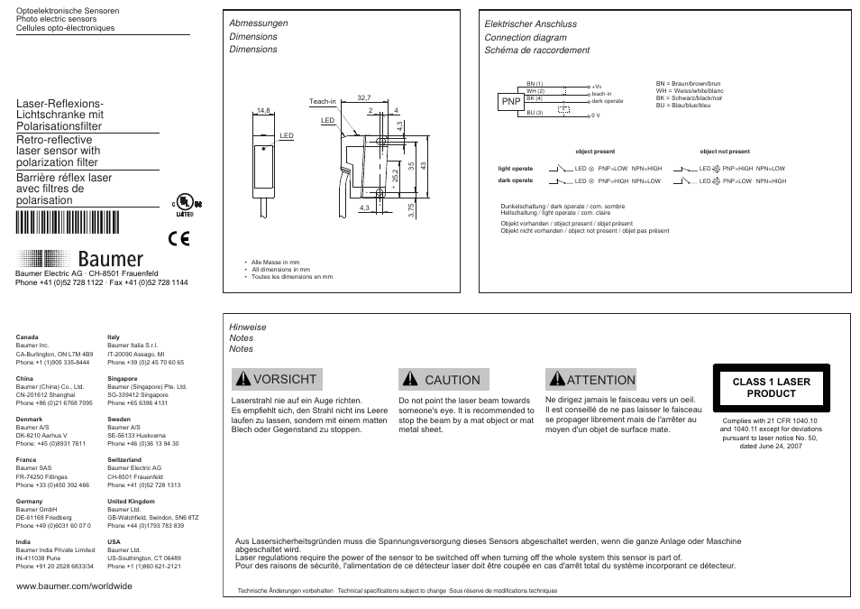 Baumer OPDK 14P3902 User Manual | 2 pages