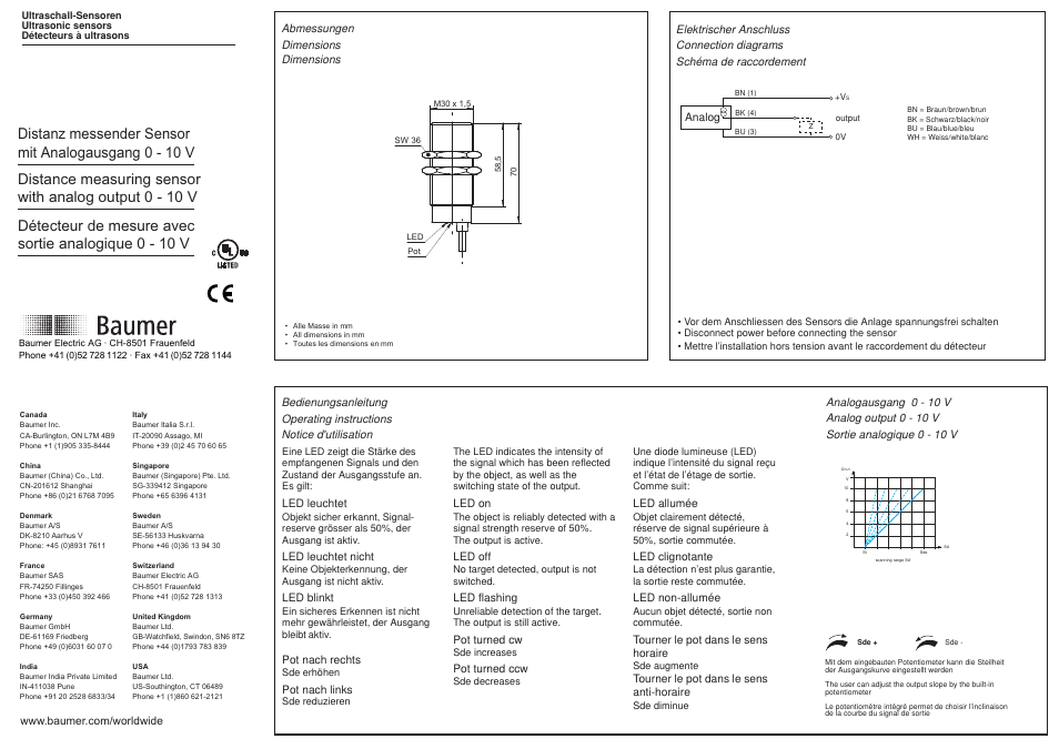 Baumer UNAM 30U9103 User Manual | 2 pages