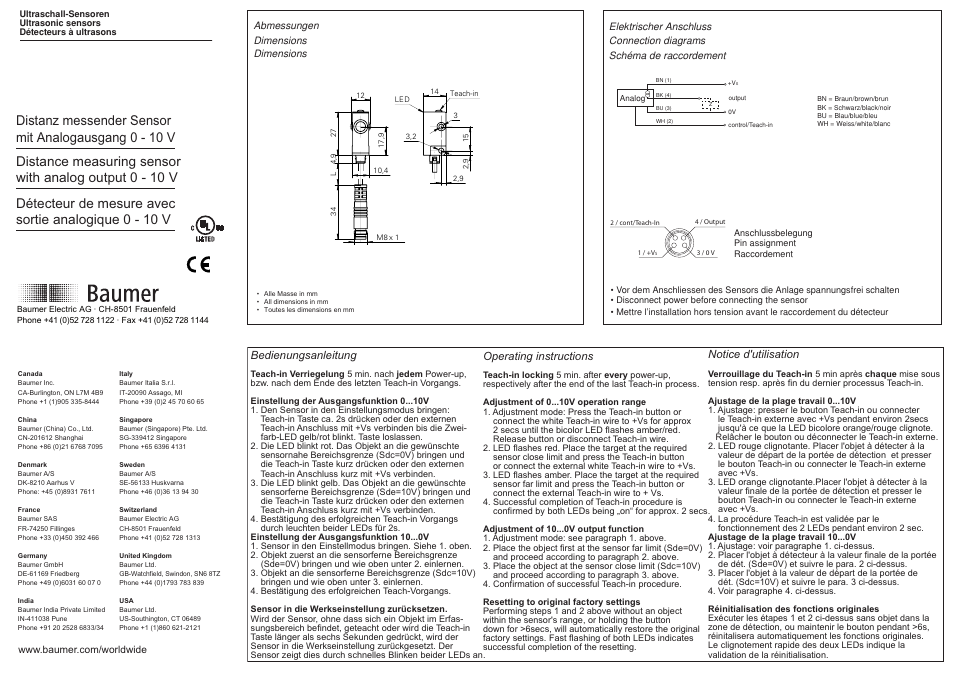 Baumer UNDK 10U6914/KS35A User Manual | 2 pages