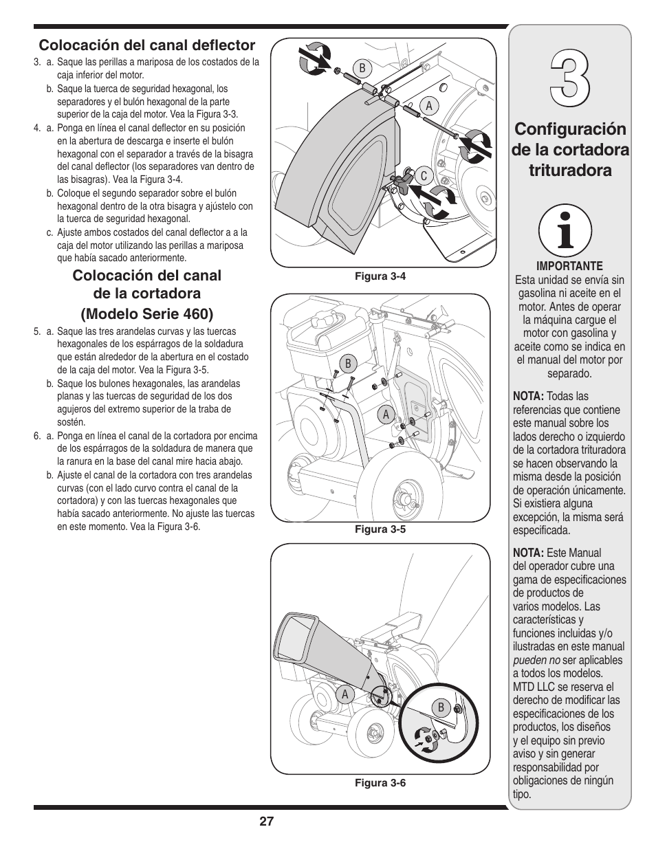 Configuración de la cortadora trituradora | MTD 450 Series User Manual | Page 27 / 36