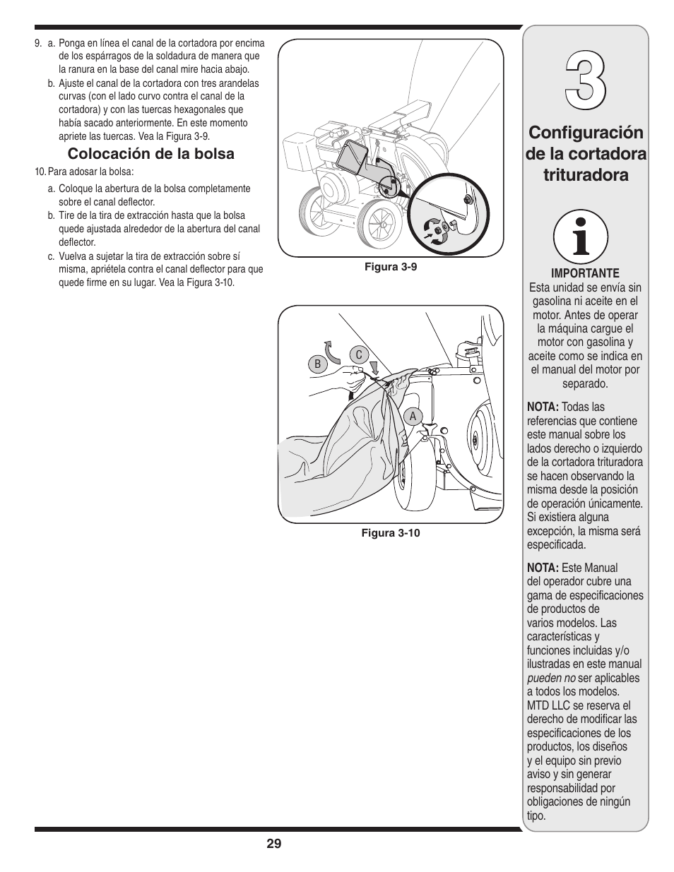 Configuración de la cortadora trituradora | MTD 450 Series User Manual | Page 29 / 36