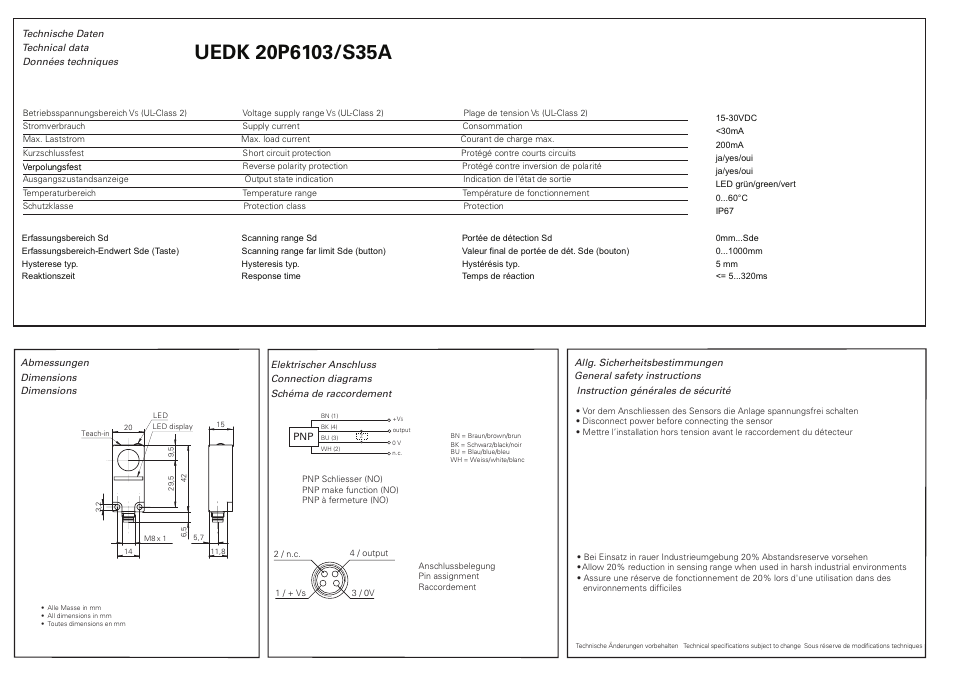 Baumer UEDK 20P6103/S35A User Manual | Page 2 / 2