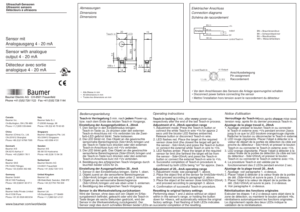 Baumer UNDK 20I6914/S35A User Manual | 2 pages