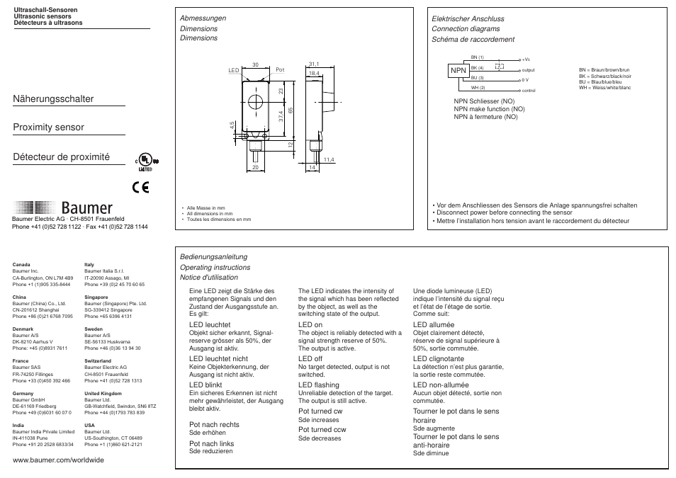 Baumer UNDK 30N1703 User Manual | 2 pages